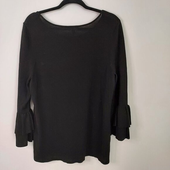 Talbots Double Flounce Sleeve Black Sweater - Picture 6 of 9